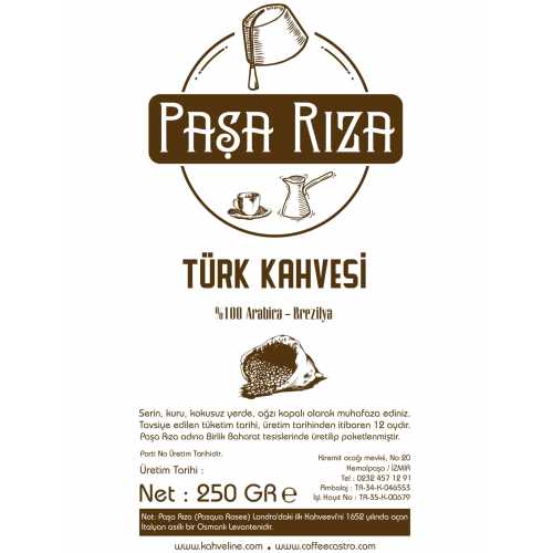 Paşa Rıza Türk Kahvesi 250 Gr.